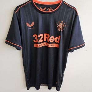 Castore Glasgow Rangers 2020-21 Third Kit Soccer Jersey - Black & Orange - Large
